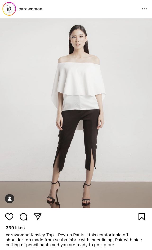 WHITE FLOWY TOP - CARA WOMAN, Fesyen 
