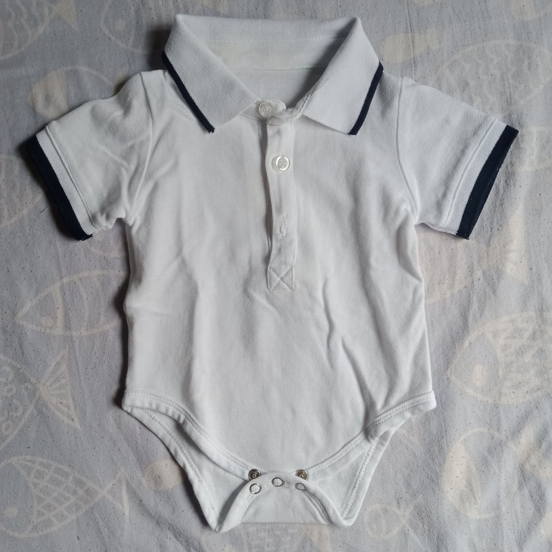 WHITE POLO ONESIE BABY BOY, Babies & Kids, Babies & Kids Fashion on