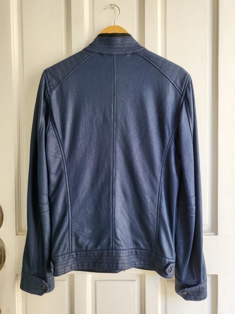 Zara man blue leather jacket