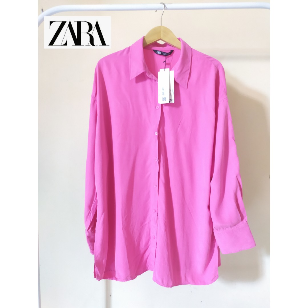 zara oversized poplin shirt, Fesyen 