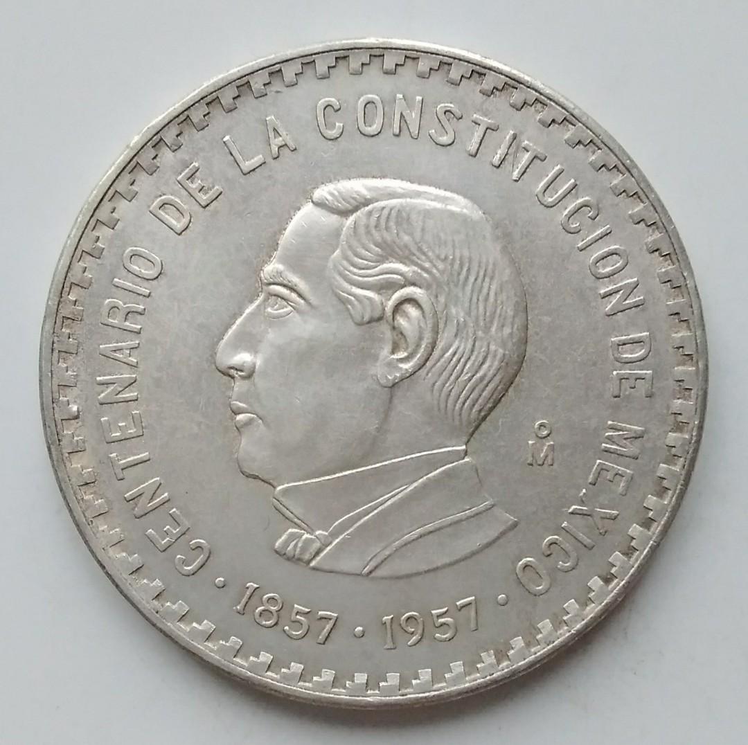 1957年墨西哥共和國10比索流通紀念銀幣-墨西哥城鑄造, 興趣及遊戲, 收藏品及紀念品, 錢幣- Carousell