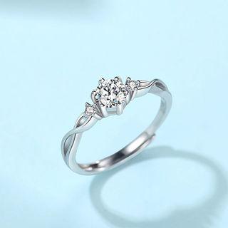 925 silver adjustable free size premium wedding proposal simulated Diamond Ring
