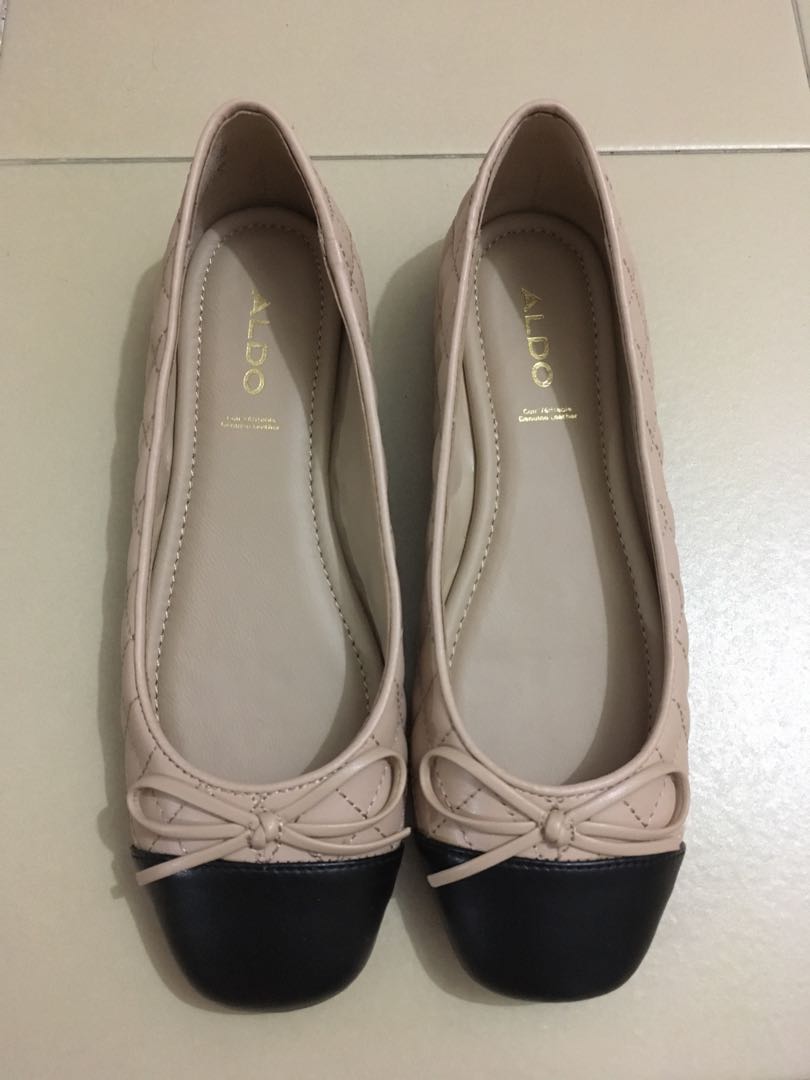 Aldo Braylynn Women Square Toe Slip On Ballerina Bone Black
