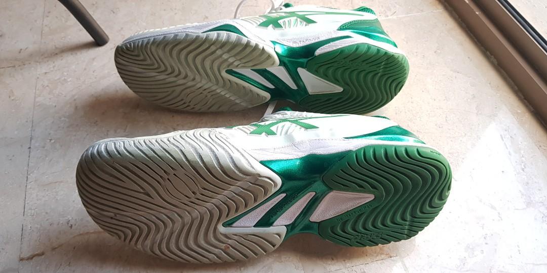 Asics men's court ff novak tennis shoes on sale white and green