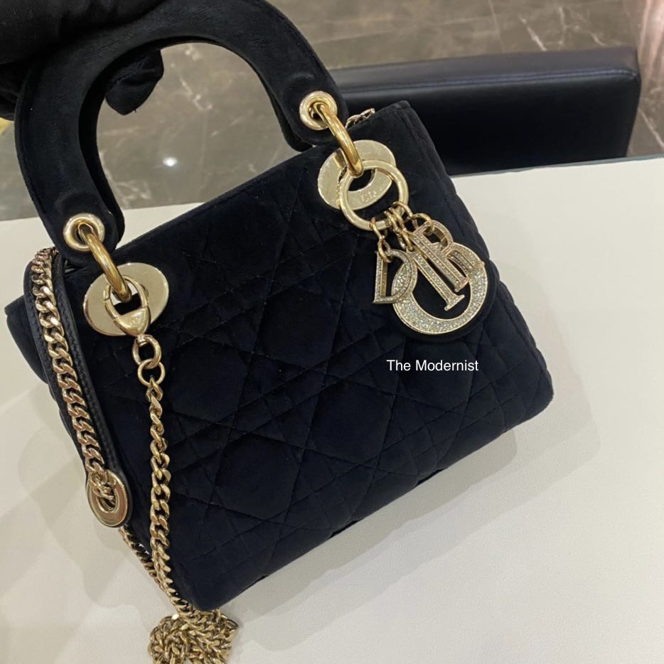 Mini lady dior velvet bag sale