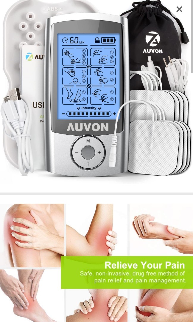 AUVON Rechargeable TENS Unit Muscle Stimulator, 16 Modes 4th Gen TENS  Machine with 8pcs 2x2 Premium Electrode Pads for Pain Relief, Health &  Nutrition, Health Monitors & Weighing Scales on Carousell