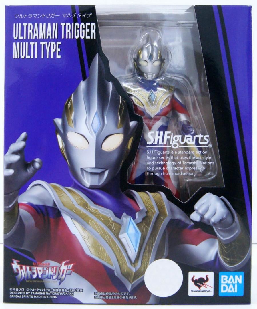 Bandai s.h.figuarts Ultraman Trigger Multi Type Figure (Ultraman) (Category: Toy Figures) located in Singapore. Submitted by hot_toy_stuff (Listing ID 1160161582, Image 1). Description: Size: Approx. H150mm Material: ABS, PVC [Set Contents] -Main figure -Alternative hand part (left/right) x4 each -Alternative Color Timer (red).