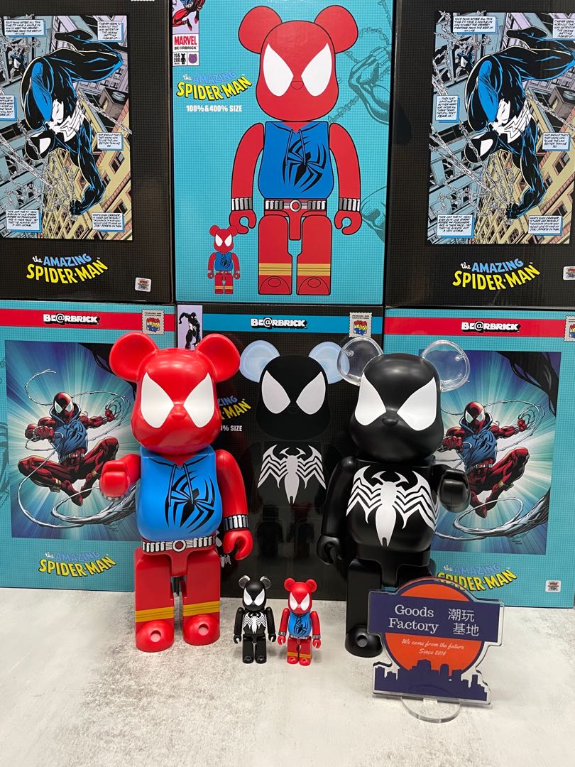 BEARBRICK SPIDER-MAN BLACK COSTUME / SPIDER MAN SCARLET SPIDER 100