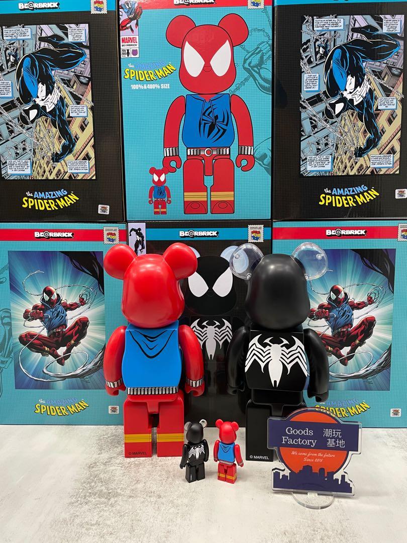 BEARBRICK SPIDER-MAN BLACK COSTUME / SPIDER MAN SCARLET SPIDER 100