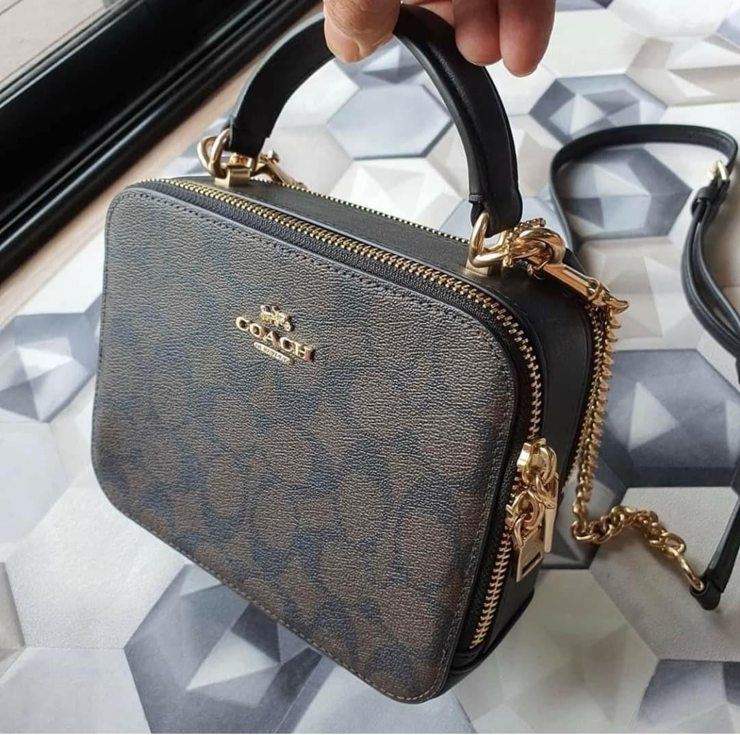 BOX CROSSBODY IN SIGNATURE CANVAS (COACH C3148, Women's Fashion, Bags