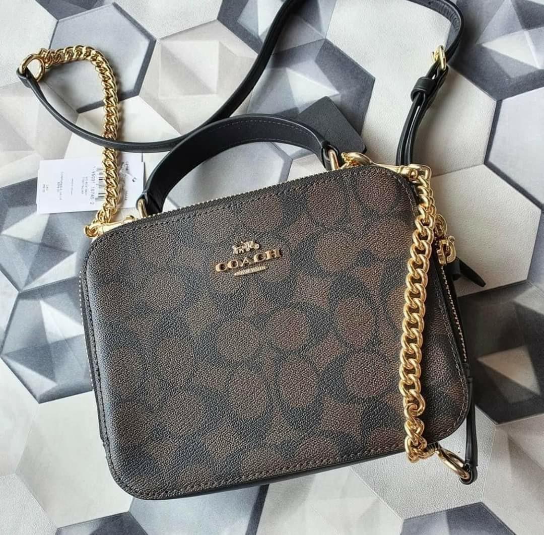 BOX CROSSBODY IN SIGNATURE CANVAS (COACH C3148, Women's Fashion, Bags