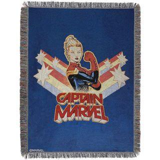 Captain Marvel Avengers Superhero Poster Woven Throw Blanket Decorative Sofa