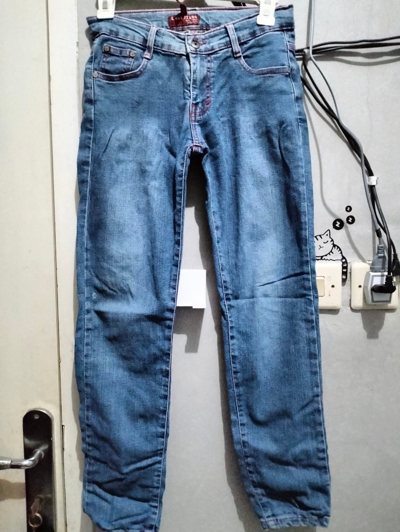 Celana Jeans Logo, Fesyen Wanita 