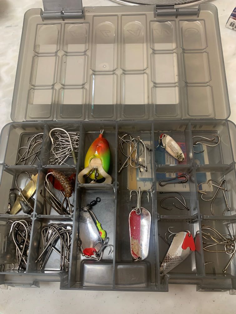 Fishing box, Hooks, weights, Sports Equipment, Fishing on Carousell