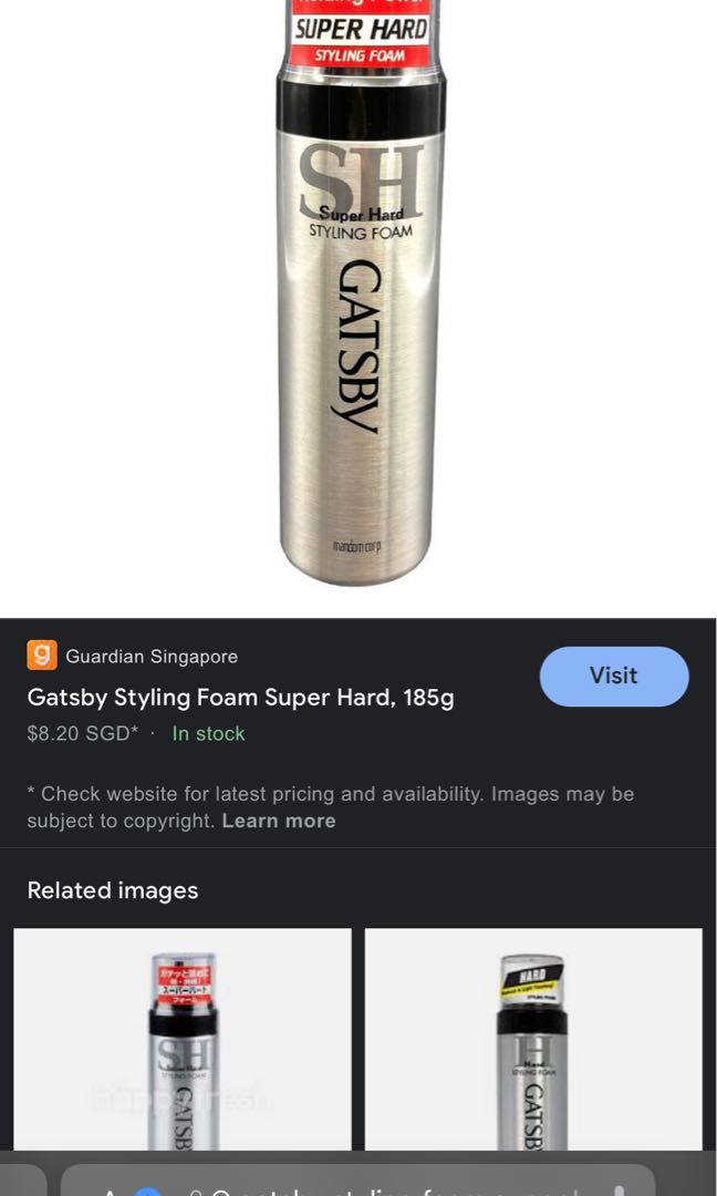 Gatsby Styling Foam Super hard, Beauty & Personal Care, Hair on Carousell