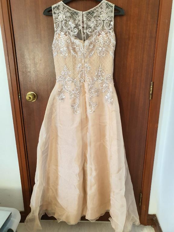 Gold Champagne Long Wedding Party Dress