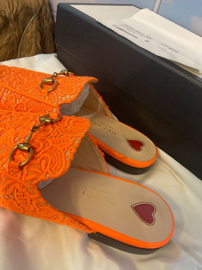 GUCCI Princetown Orange Lace Ladies Slippers Luxury Sneakers Footwear on Carousell