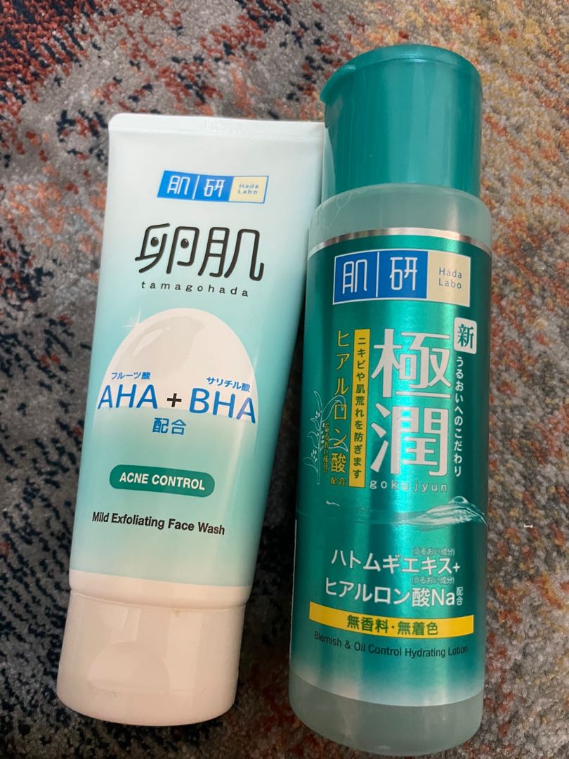 Hada Labo AHA BHA Acne Control and Hada Labo Blemish and Oil Control Lotion, Beauty & Personal