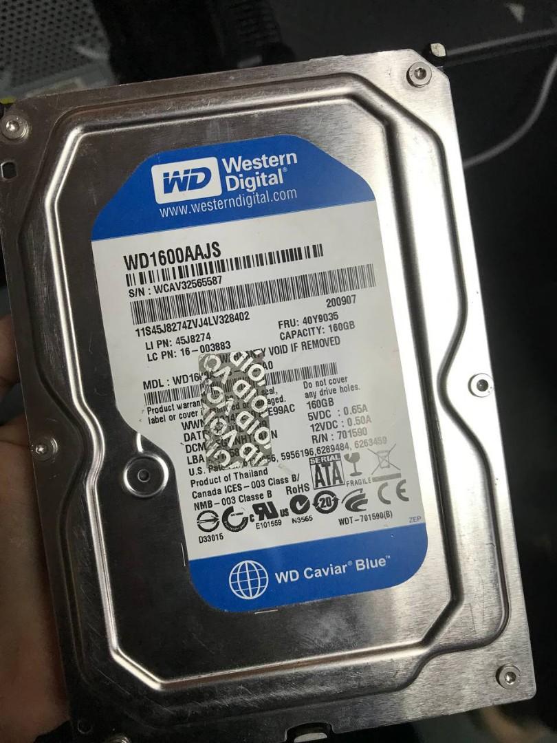 HARDISK WD MODEL WD1600AAJS 160GB, Computers & Tech, Parts ...