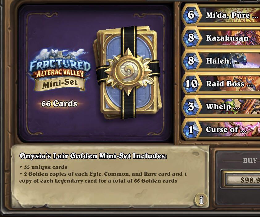 Minisets Golden bundles for hearthstone, Video Gaming, Gaming ...