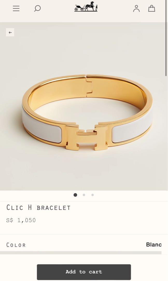 Hermes Clic H Bracelet in Blanc with Gold Hardware (GM), Luxury,  Accessories on Carousell