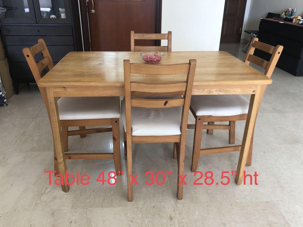 IKEA 4 seater dining table and chairs, Furniture & Home Living