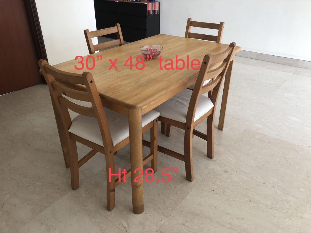 IKEA 4 seater dining table and chairs, Furniture & Home Living
