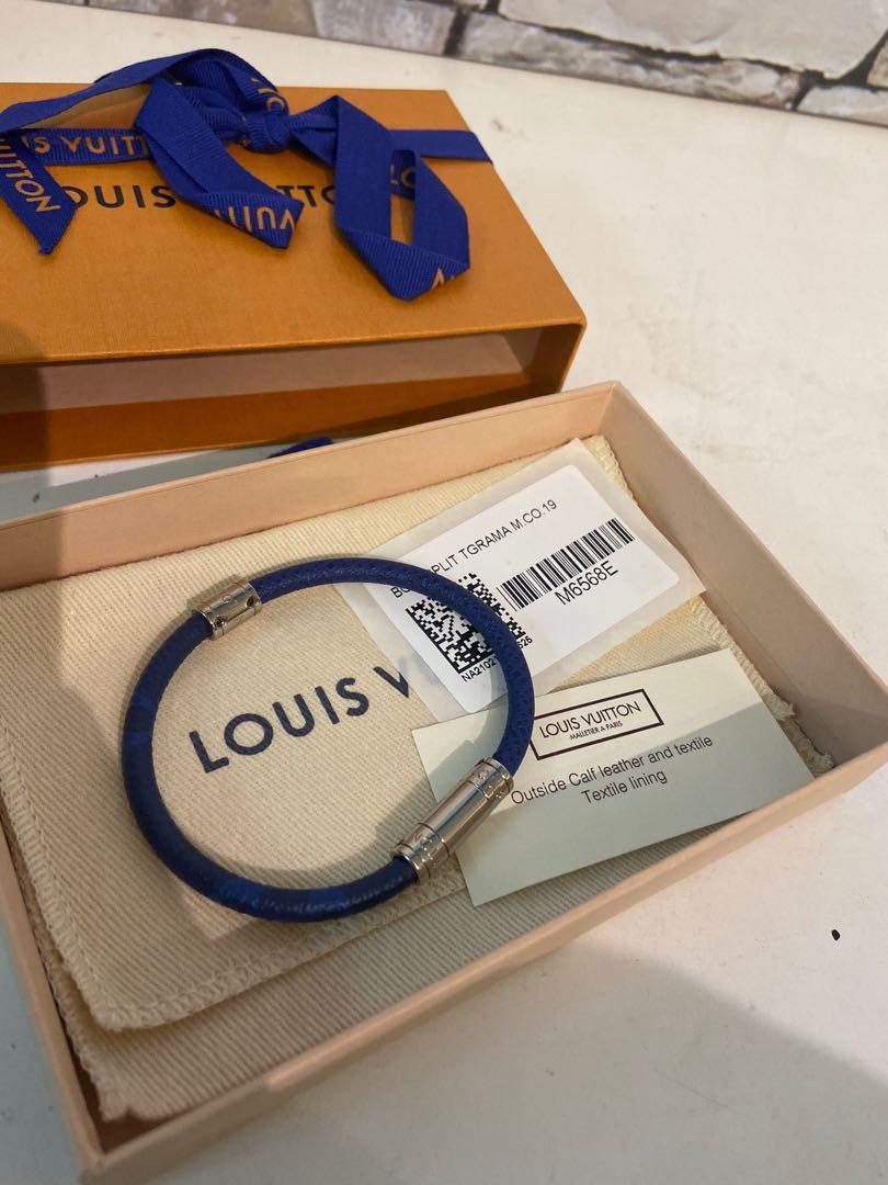 Louis Vuitton Split Leather Bracelet  Blue SilverTone Metal Wrap  Bracelets  LOU756965  The RealReal