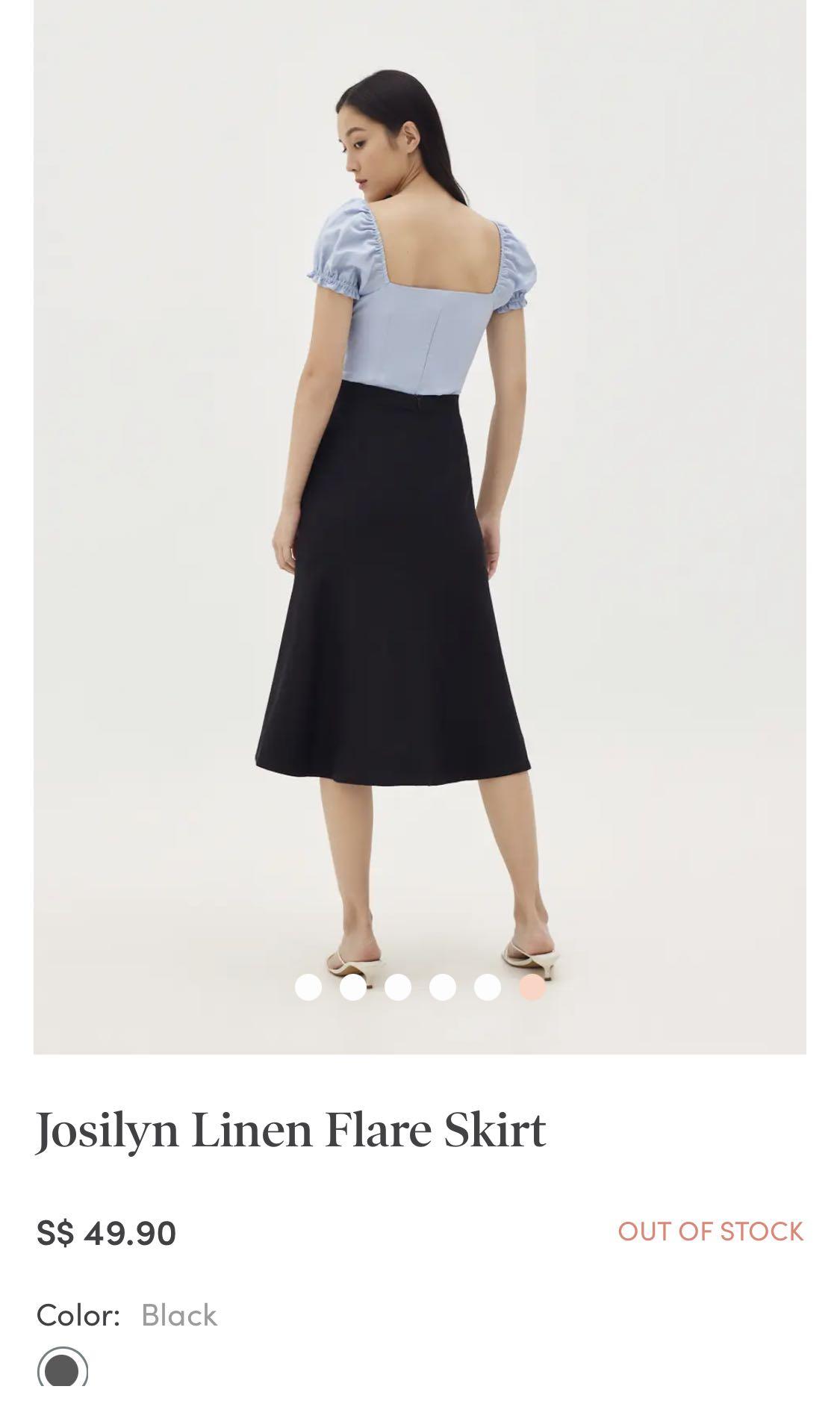 Black linen flare skirt hotsell