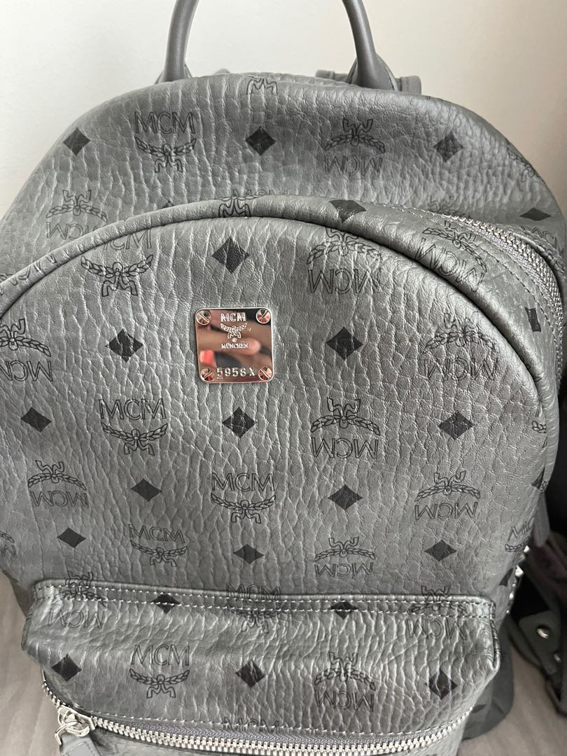 MCM Rare Find Grey Studded Backpack