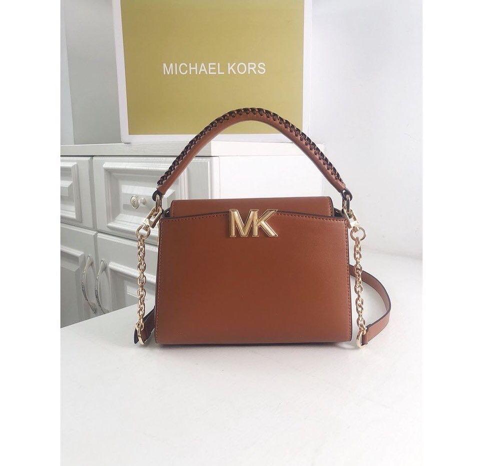 $458 Michael Kors Women's Brown Silver Karlie Medium Embossed  Crossbody Bag