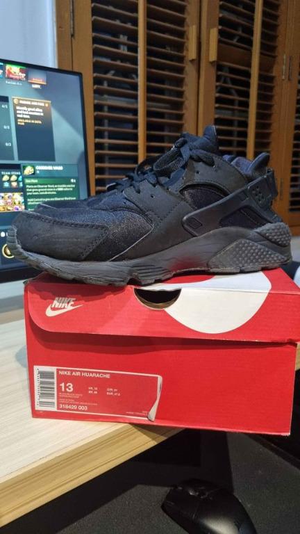 federación Yogur Zoológico de noche Nike Huarache Triple Black size 13 (better for size 12 and 12.5), Men's  Fashion, Footwear, Sneakers on Carousell