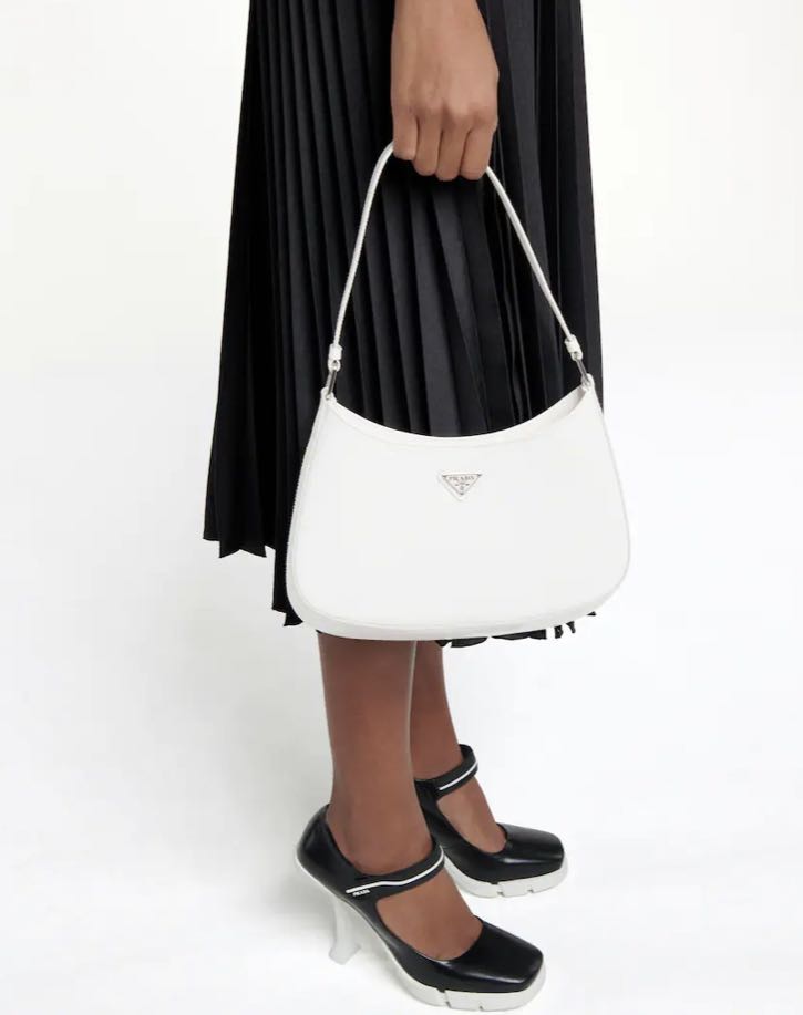 Cleo patent leather handbag Prada White in Patent leather - 33557330