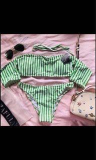 Shein Green Stripes Swimsuit