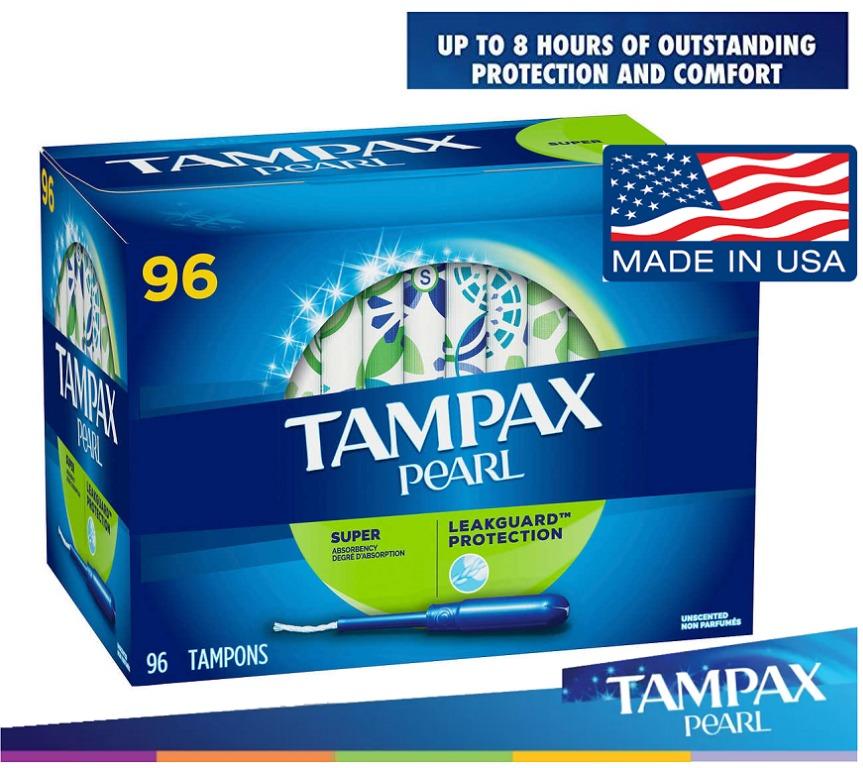 Tampax Pearl Super 96 count Super Absorbency Unscented Tampons (Category: Sanitary Hygiene) located in Manila. Submitted by pat_3k (Listing ID 1008162654, Image 1). Description: 👩 Tuck a few Pocket Pearl Super Absorbency Unscented Compact Plastic Tampons from Tampax into your pocket or clutch for protection on the go. 👩 These compact tampons fit neatly into small bags or into your pocket so you'll be covered wherever you go. These regular absor