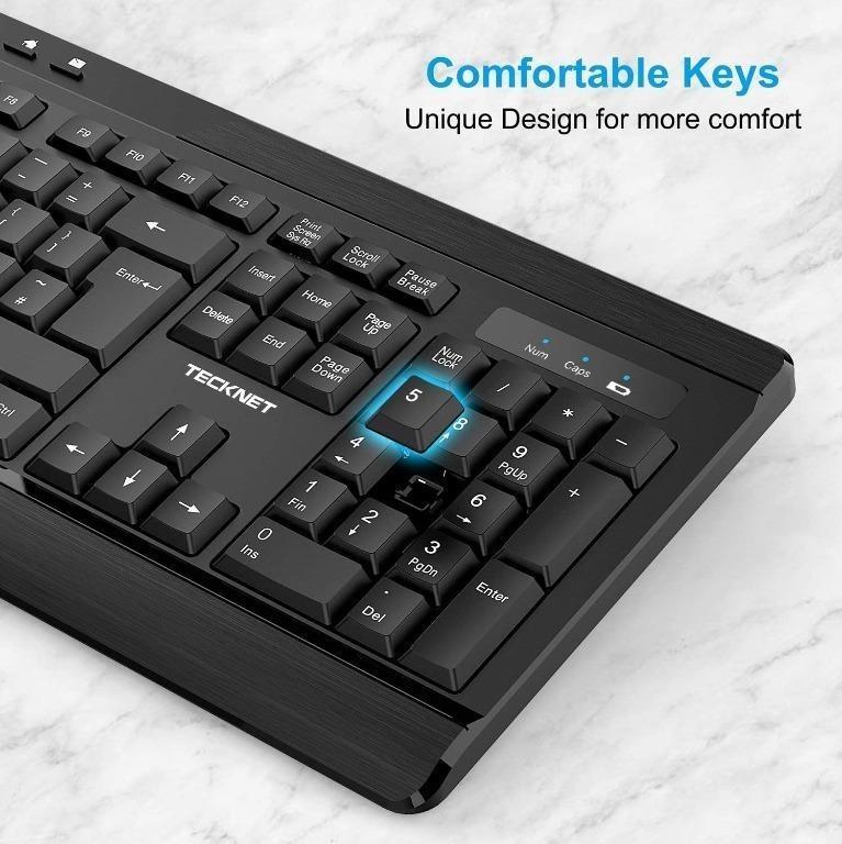 Wireless Keyboard and Mouse Set, 2.4G FullSize Ergonomic Cordless Keyboard and Mouse