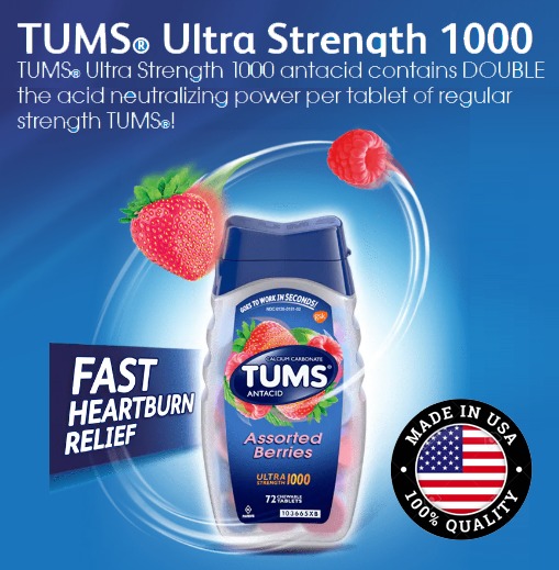 Tums Antacid 72/265 count Ultra Strength 1000 mg Assorted Flavor