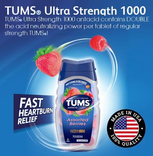 Tums Antacid 72/265 count Ultra Strength 1000 mg Assorted Flavor