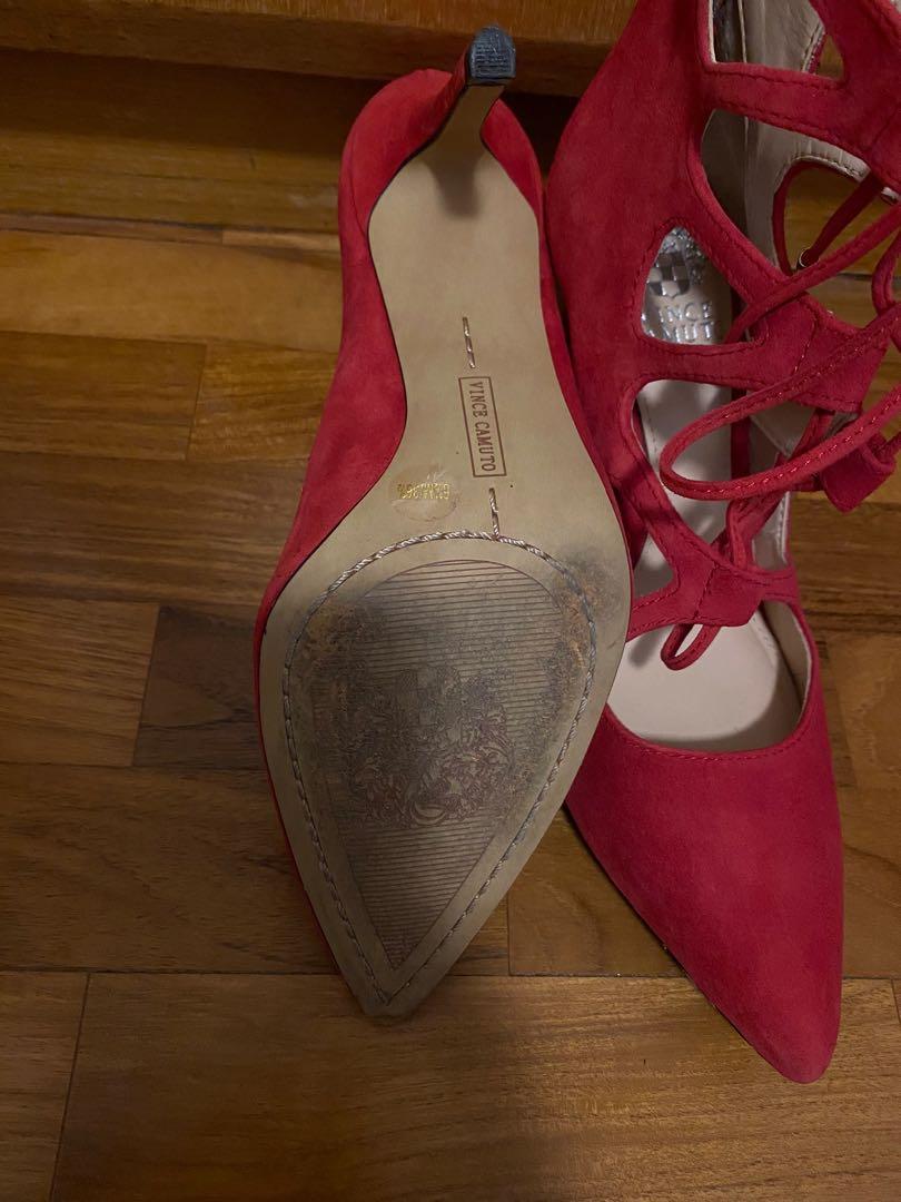 Vince camuto red suede heels sales