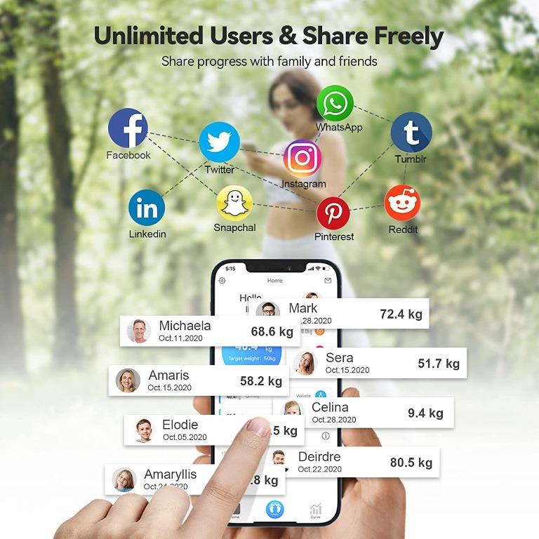 VOXON High Precision Bluetooth Body Fat Scale, Smart Bathroom Weighing