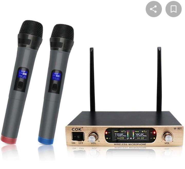 Wireless Microphone System with 2 Handheld Cordless Mics, Dual Channel