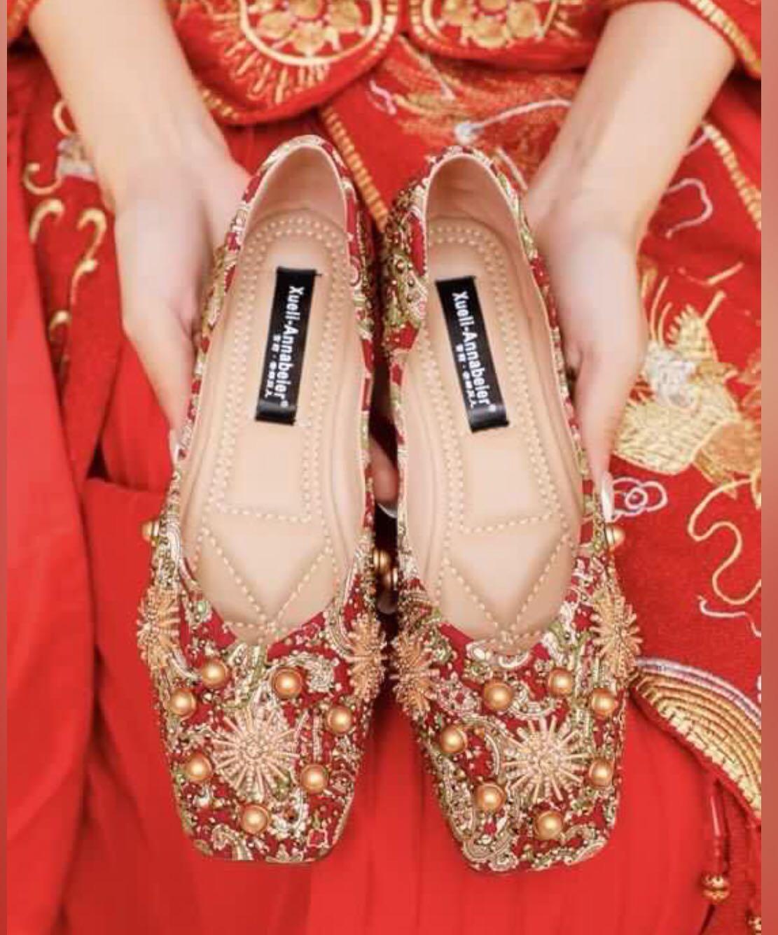 Red flat shoes for wedding online