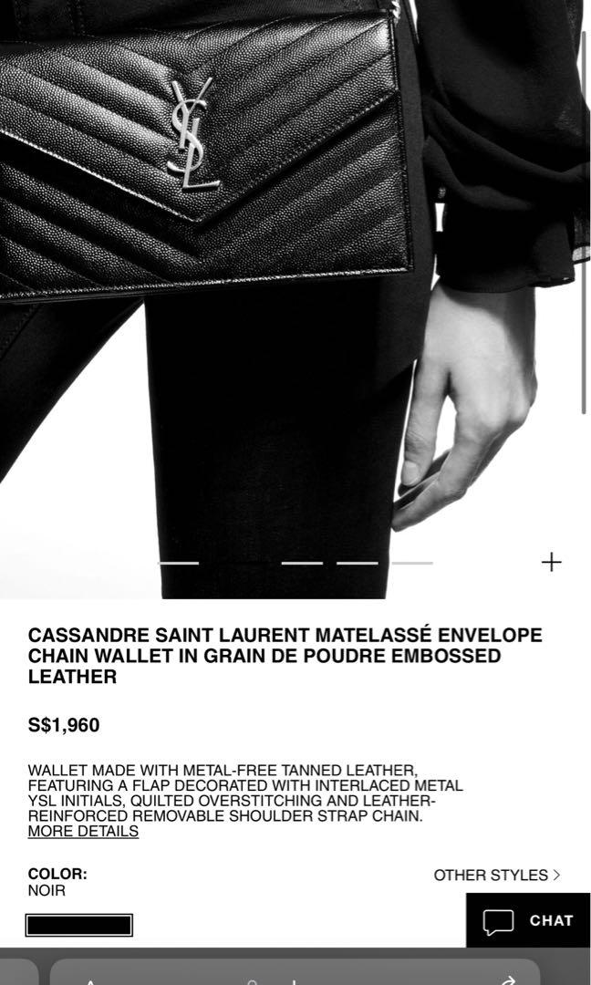 Saint Laurent 360452 Monogram Chain Wallet in Matelasse Leather