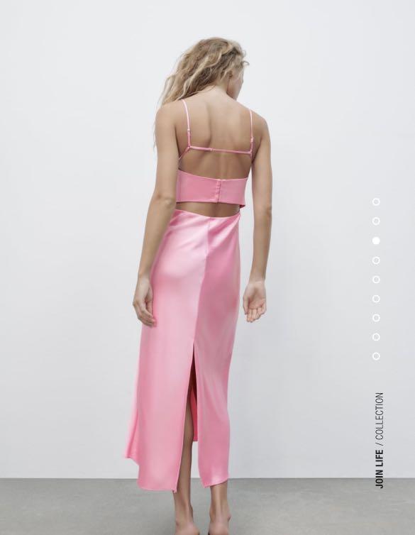 zara pink satin dress with cut out detail ZARA BNWT SATIN CUT OUT DRESS, Women's Fashion, Dresses & Sets, Dresses on  Carousell
