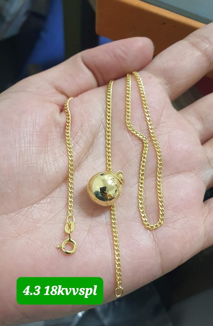 18K Saudi Gold ball necklace, Women's 