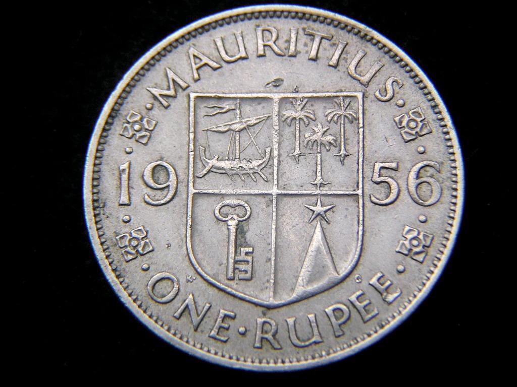 鎳幣-1956年英屬毛里求斯島(British Mauritius)殖民徽壹盧比(Rupee)鎳幣(英女皇伊莉莎伯二世像), 興趣及遊戲,  收藏品及紀念品, 錢幣- Carousell