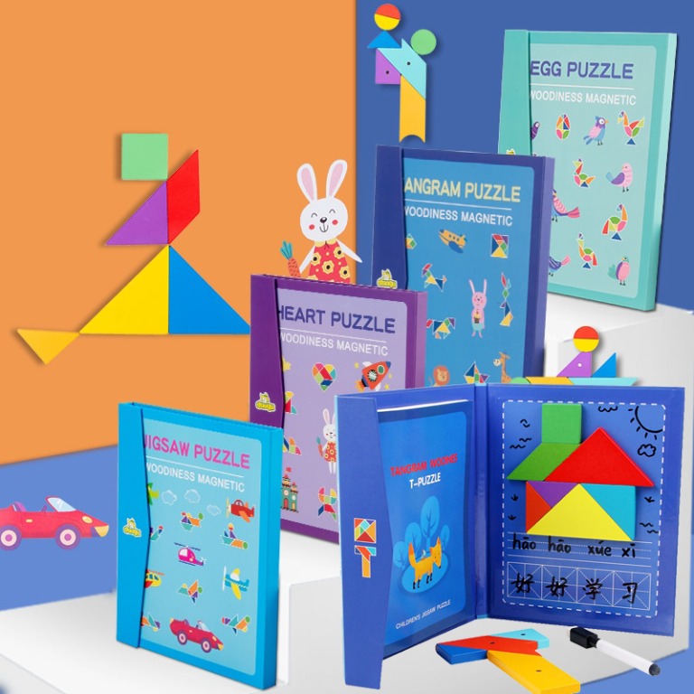 3D Magnetic Toys Jigsaw Tangram Puzzles for Kids Game Montessori ...