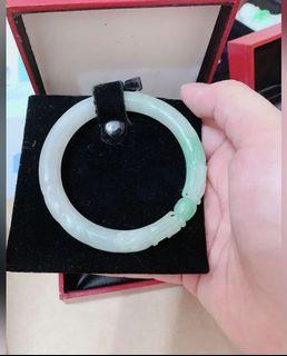 翡翠玉手鐲雙龍搶珠美品