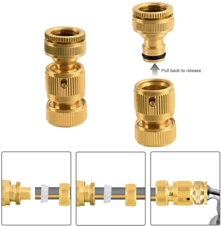 Brass Quick Hose Pipe Joint Connectors Male to Male 1/2" Garden Pipes Extensi_ES 