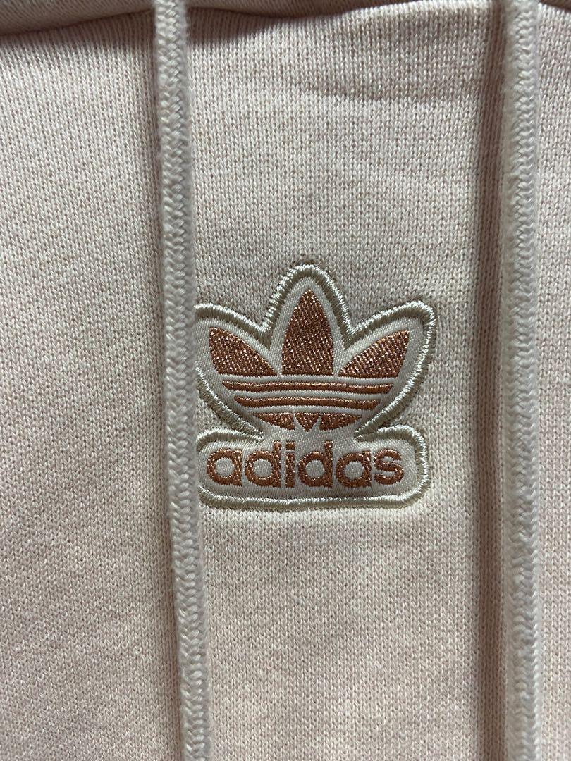 Adidas rose gold pastel pink cropped hoodie pullover